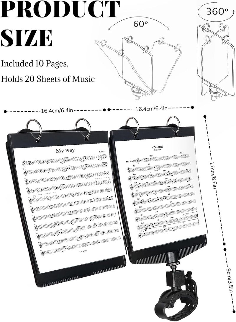 bomis Trumpet Marching Lyre 2 in 1 Adjustable Trumpet & Snare Drum Marching Band Lyre for Marching Band with Flip Folder, Includes 10 Refill Sleeves, for Trumpet, Clarinet, Trombone, Snare Drum - Image 2